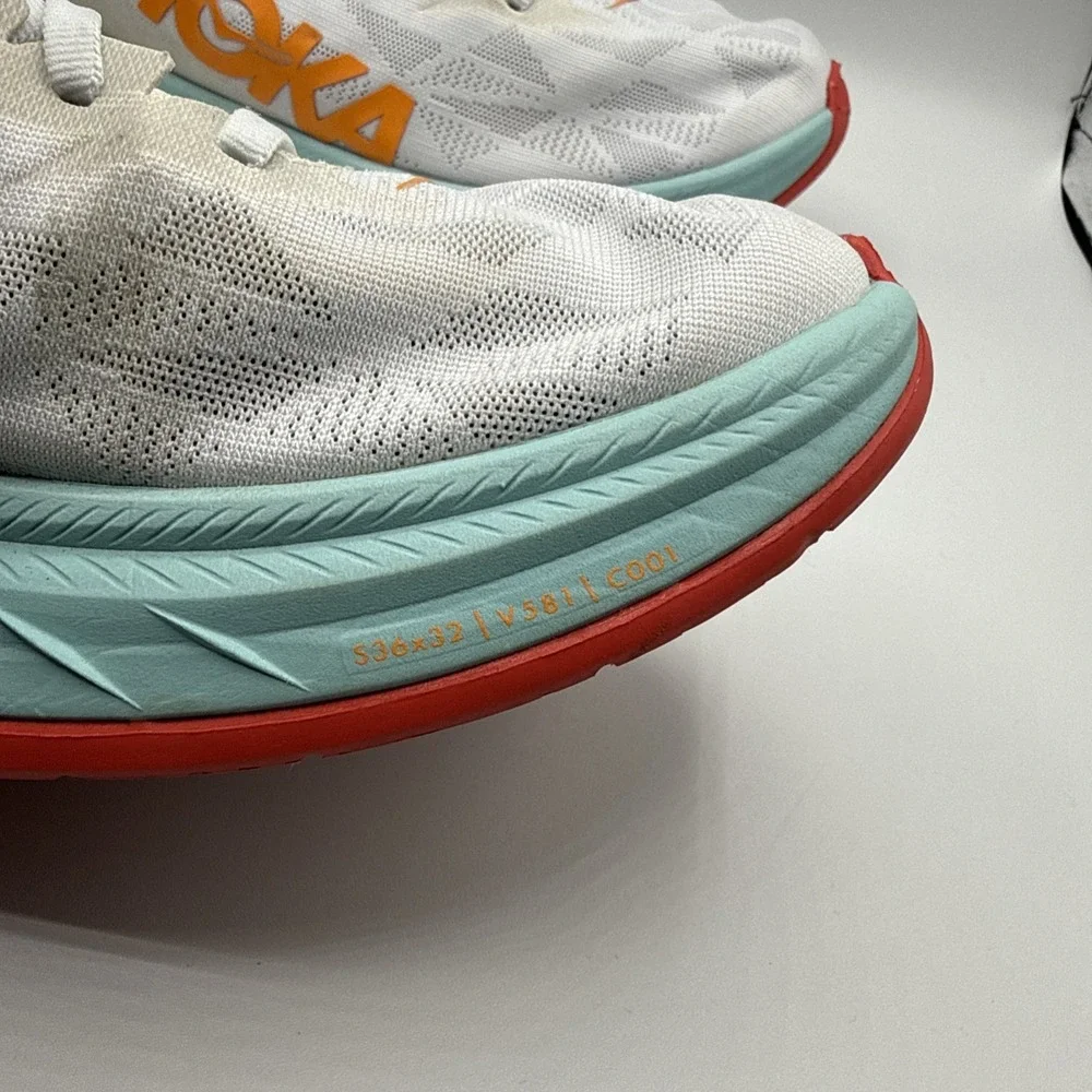 Hoka One One Carbon X White Blazing Orange 1113527 WBOR Running Shoes 10 B